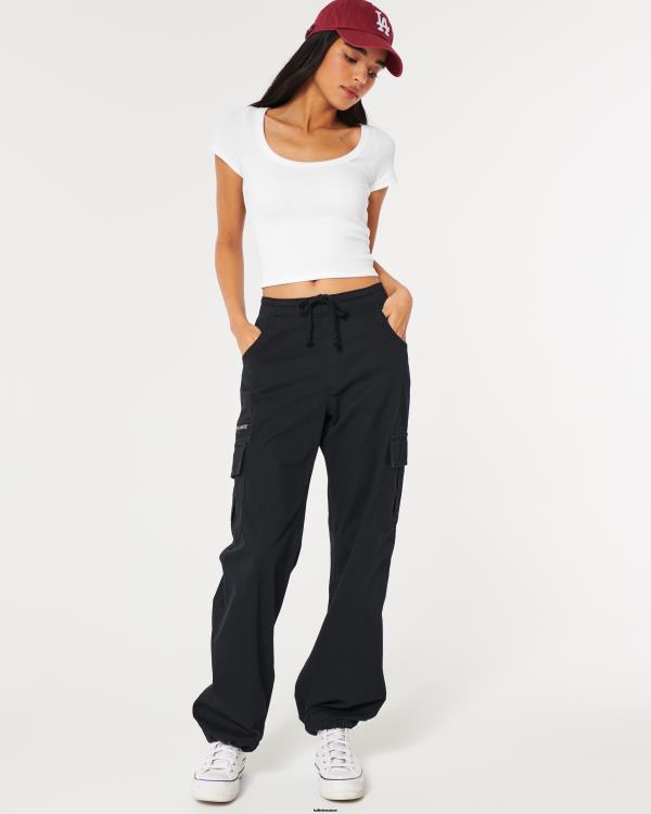 t-shirt bébé côtelé à encolure dégagée femmes blanc Hollister hauts RRRJX99