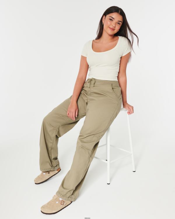 t-shirt bébé côtelé à encolure dégagée femmes crème Hollister hauts RRRJX228