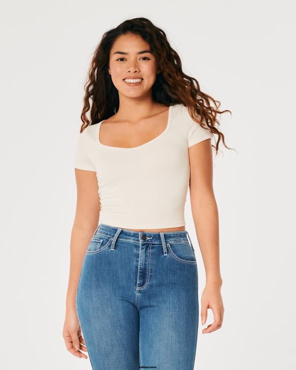 t-shirt bébé chéri en tissu côtelé sans couture femmes gris Hollister hauts RRRJX236