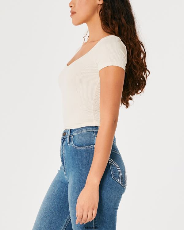 t-shirt bébé chéri en tissu côtelé sans couture femmes gris Hollister hauts RRRJX236