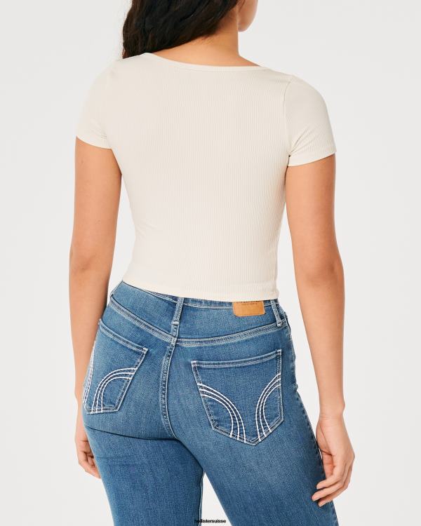 t-shirt bébé chéri en tissu côtelé sans couture femmes gris Hollister hauts RRRJX236