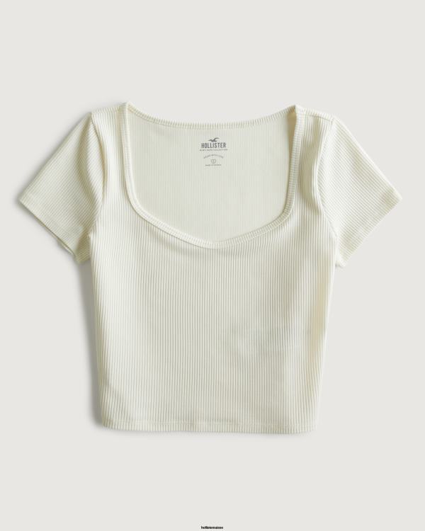 t-shirt bébé chéri en tissu côtelé sans couture femmes gris Hollister hauts RRRJX236