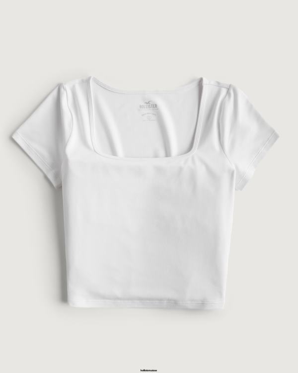 t-shirt bébé à col carré en tissu sans couture femmes blanc Hollister hauts RRRJX102