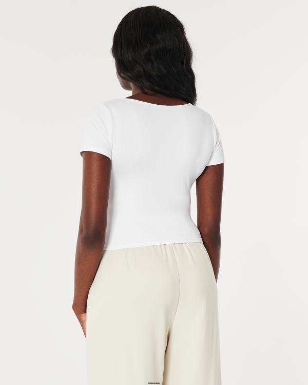 t-shirt bébé à col carré en tissu sans couture femmes blanc Hollister hauts RRRJX102