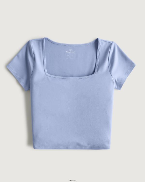t-shirt bébé à col carré en tissu sans couture femmes violet Hollister hauts RRRJX150