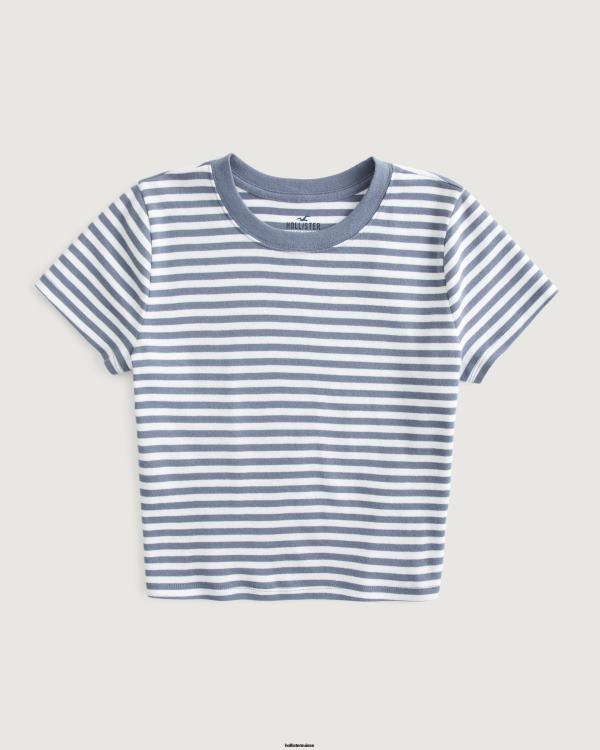 t-shirt bébé en coton femmes bande blanche Hollister hauts RRRJX160
