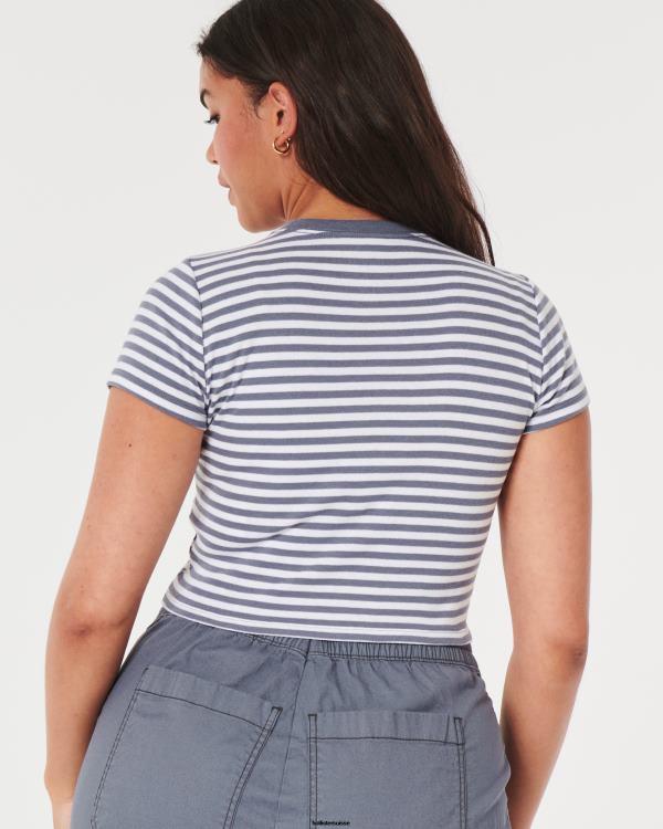 t-shirt bébé en coton femmes bande blanche Hollister hauts RRRJX160