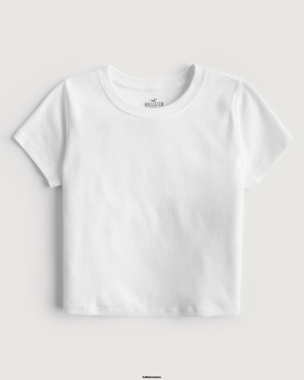 t-shirt bébé en coton femmes blanc Hollister hauts RRRJX5