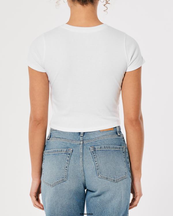 t-shirt bébé en coton femmes blanc Hollister hauts RRRJX5
