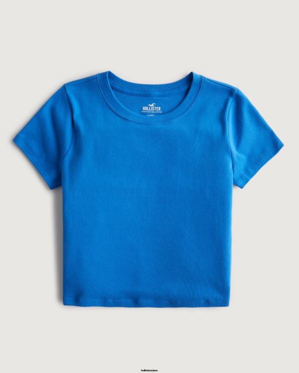t-shirt bébé en coton femmes bleu Hollister hauts RRRJX158