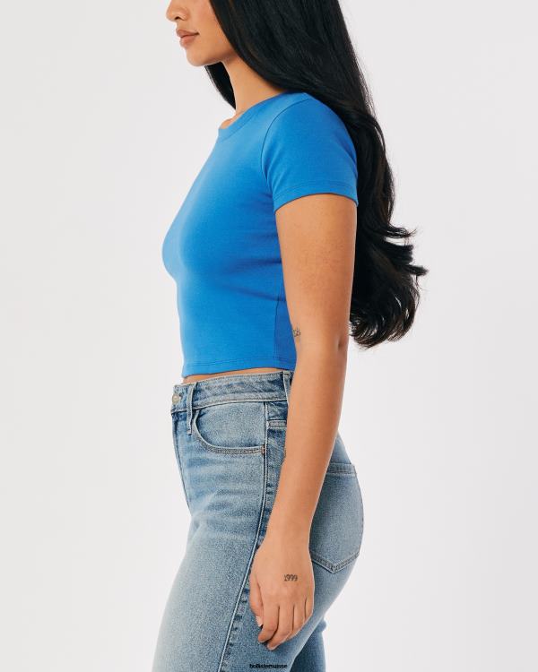 t-shirt bébé en coton femmes bleu Hollister hauts RRRJX158