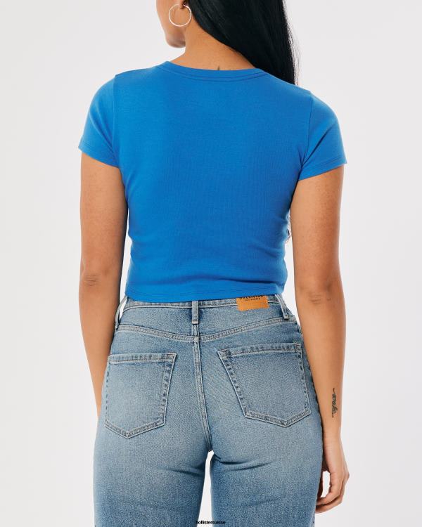 t-shirt bébé en coton femmes bleu Hollister hauts RRRJX158