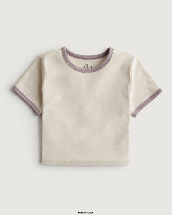 t-shirt bébé en coton femmes crème Hollister hauts RRRJX231