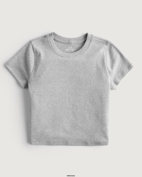 t-shirt bébé en coton femmes gris chiné clair Hollister hauts RRRJX24