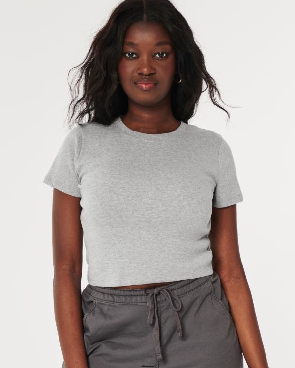 t-shirt bébé en coton femmes gris chiné clair Hollister hauts RRRJX24