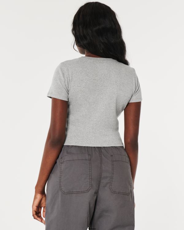 t-shirt bébé en coton femmes gris chiné clair Hollister hauts RRRJX24