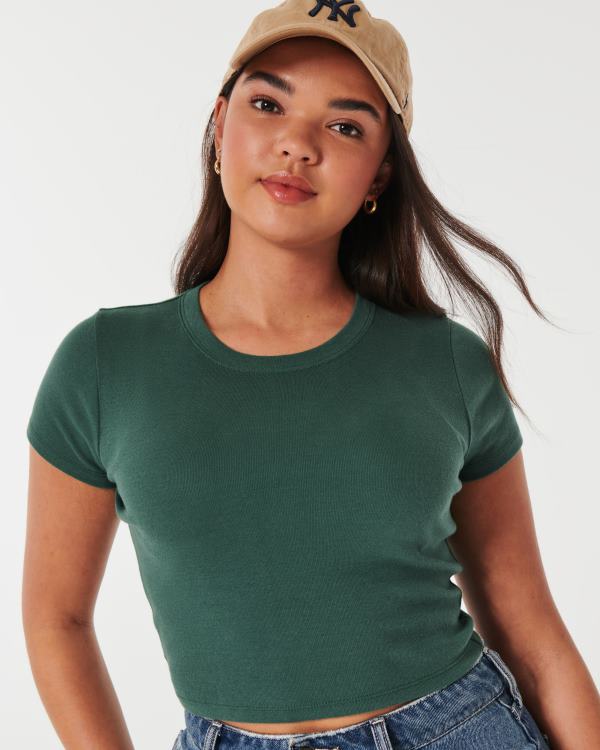 t-shirt bébé en coton femmes vert Hollister hauts RRRJX7