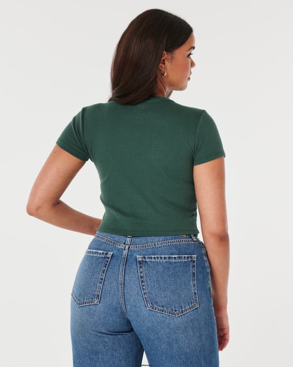 t-shirt bébé en coton femmes vert Hollister hauts RRRJX7