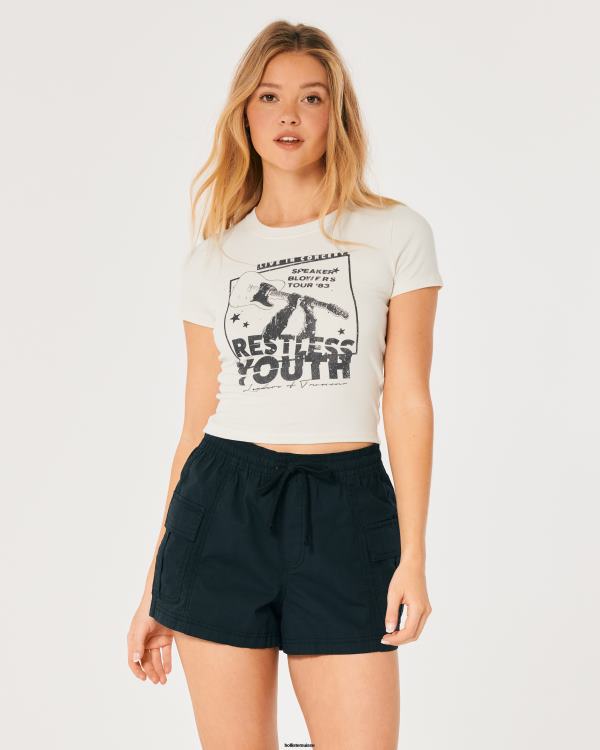 t-shirt bébé graphique concert femmes crème Hollister hauts RRRJX144