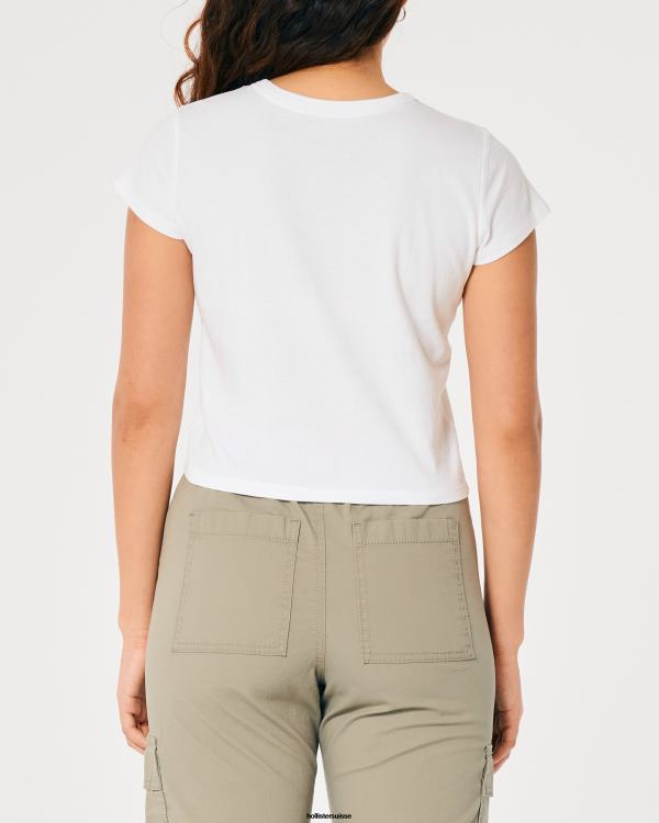 t-shirt bébé graphique décontracté festival de musique rétro femmes blanc rétro Hollister hauts RRRJX242