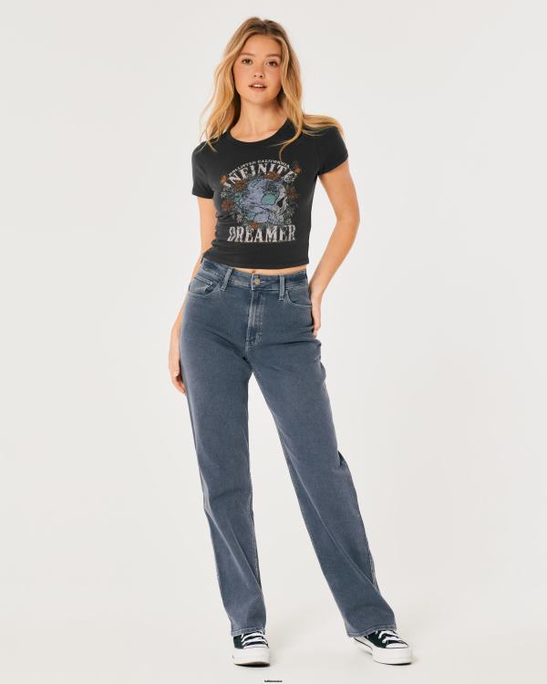 t-shirt bébé graphique rêveur infini femmes noir sd/texture Hollister hauts RRRJX295