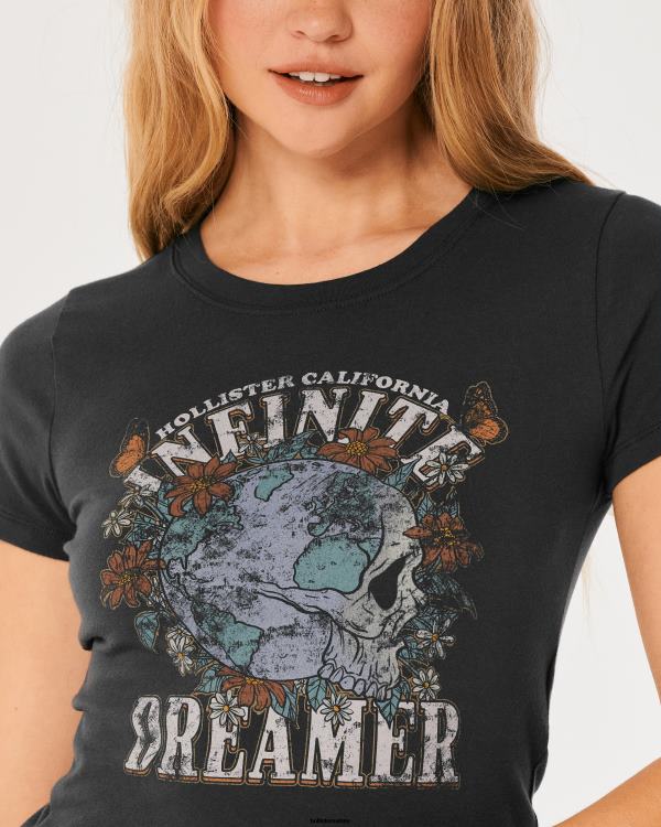 t-shirt bébé graphique rêveur infini femmes noir sd/texture Hollister hauts RRRJX295