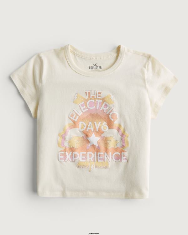 t-shirt bébé graphique vintage décontracté femmes crème millésime Hollister hauts RRRJX425