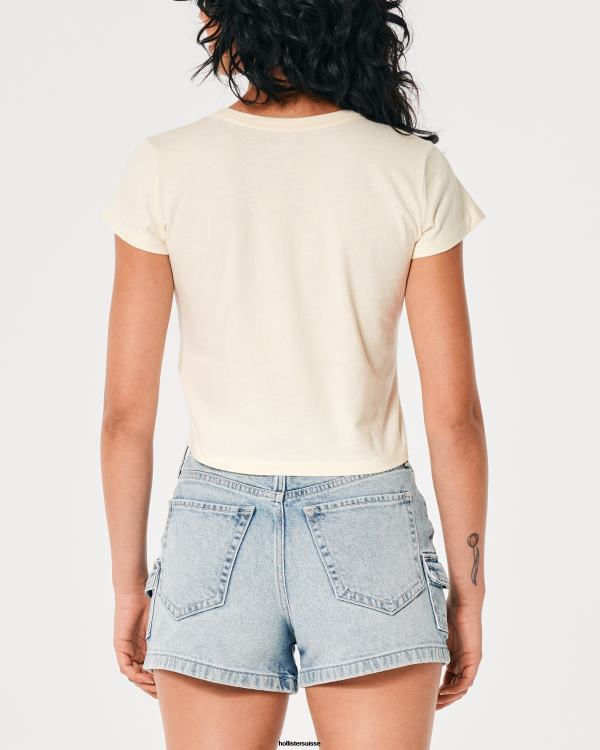 t-shirt bébé graphique vintage décontracté femmes crème millésime Hollister hauts RRRJX425