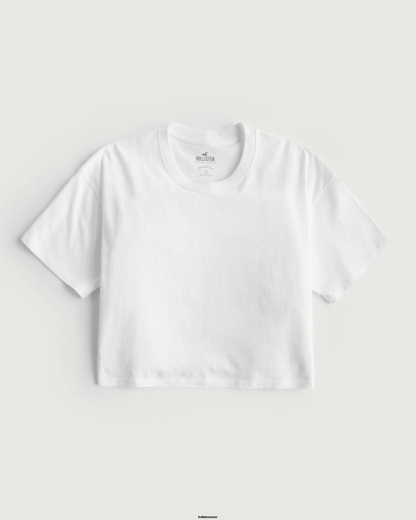 t-shirt court à manches courtes femmes blanc Hollister hauts RRRJX169