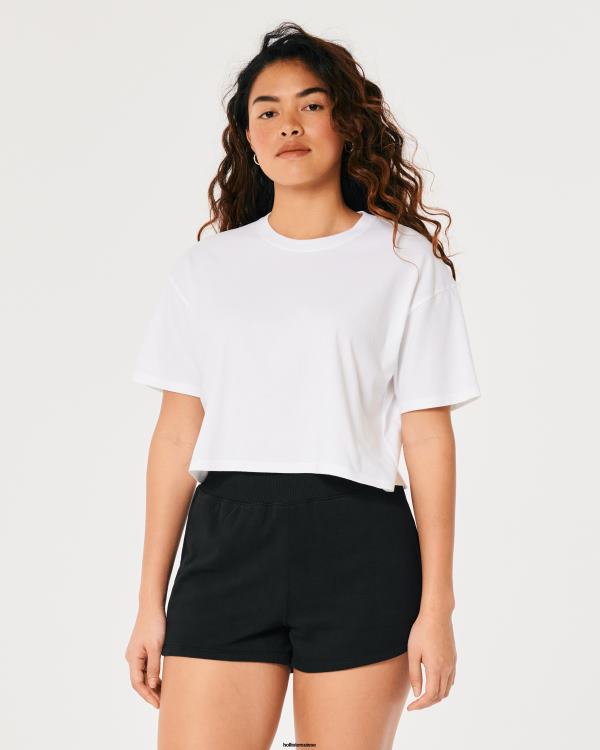 t-shirt court à manches courtes femmes blanc Hollister hauts RRRJX169