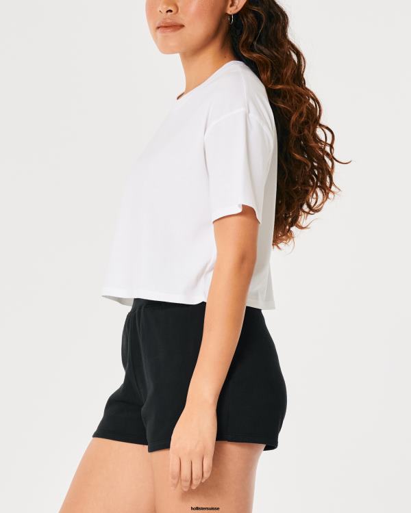 t-shirt court à manches courtes femmes blanc Hollister hauts RRRJX169