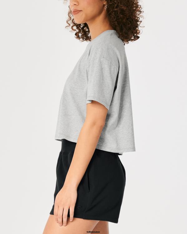 t-shirt court à manches courtes femmes gris chiné clair Hollister hauts RRRJX292