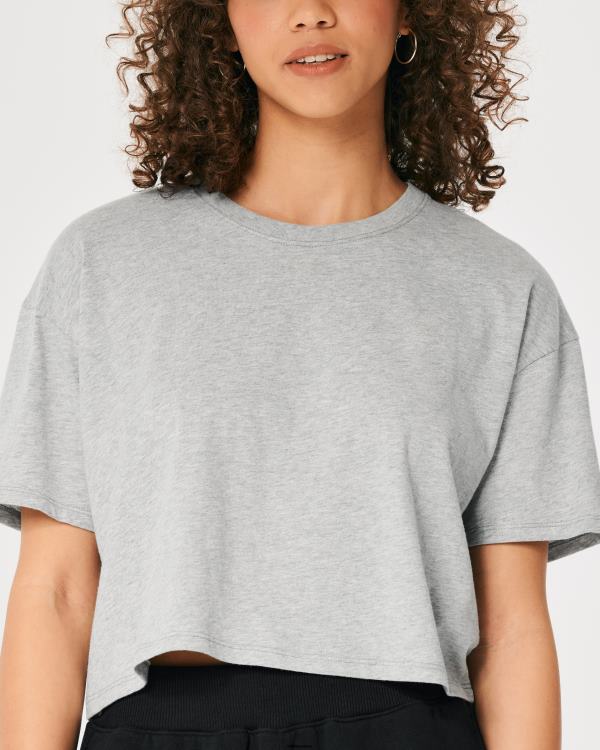 t-shirt court à manches courtes femmes gris chiné clair Hollister hauts RRRJX292