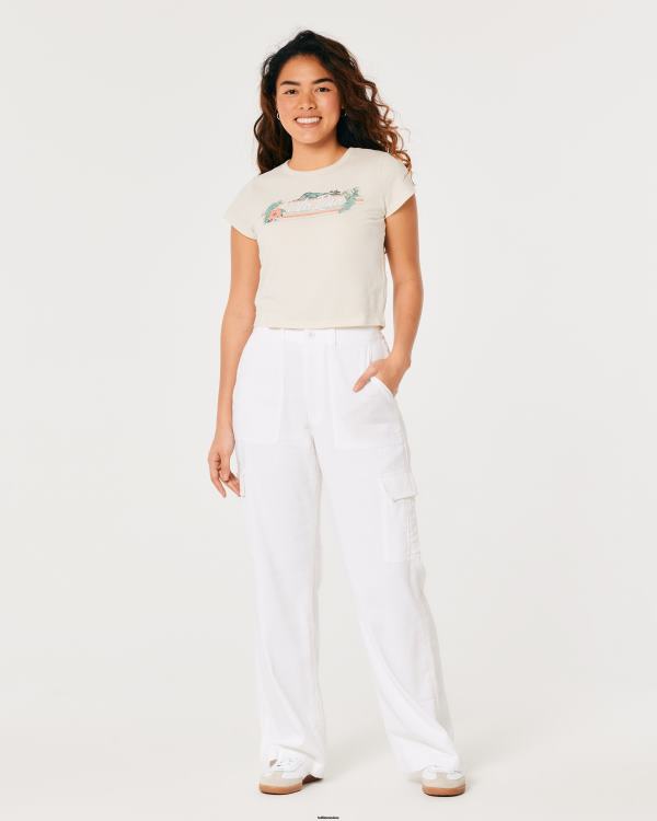 t-shirt décontracté graphique costa rica pour bébé femmes crème Hollister hauts RRRJX359