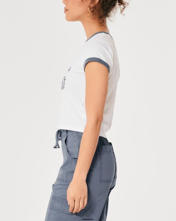 t-shirt décontracté à imprimé motorhaus pour bébé femmes blanc Hollister hauts RRRJX274