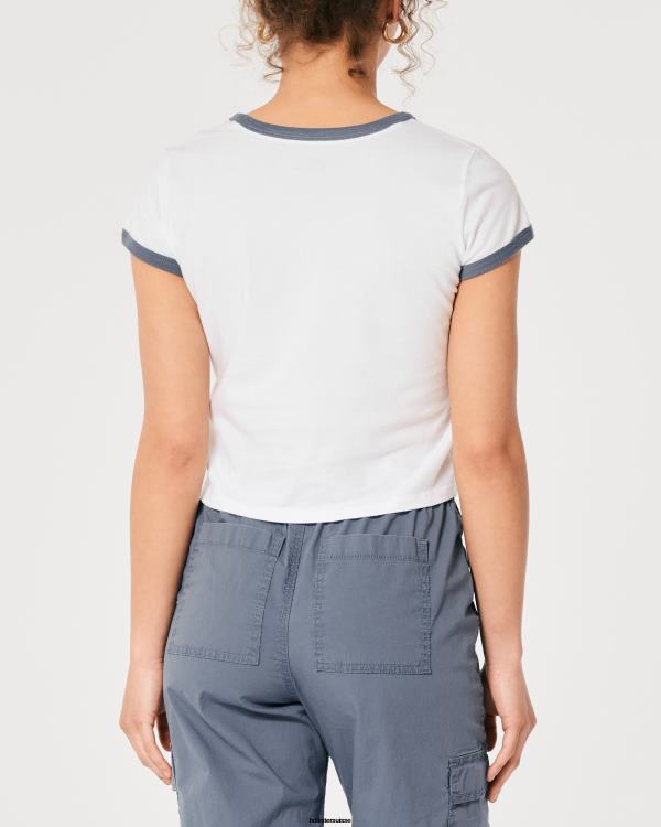 t-shirt décontracté à imprimé motorhaus pour bébé femmes blanc Hollister hauts RRRJX274