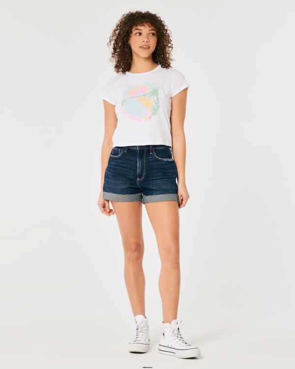 t-shirt décontracté à imprimé palm springs pour bébé femmes blanc et bleu Hollister hauts RRRJX333