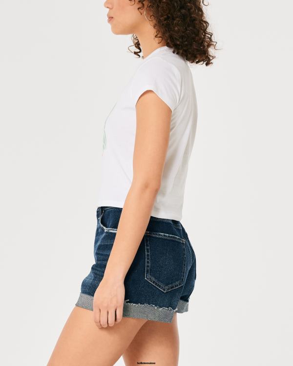 t-shirt décontracté à imprimé palm springs pour bébé femmes blanc et bleu Hollister hauts RRRJX333