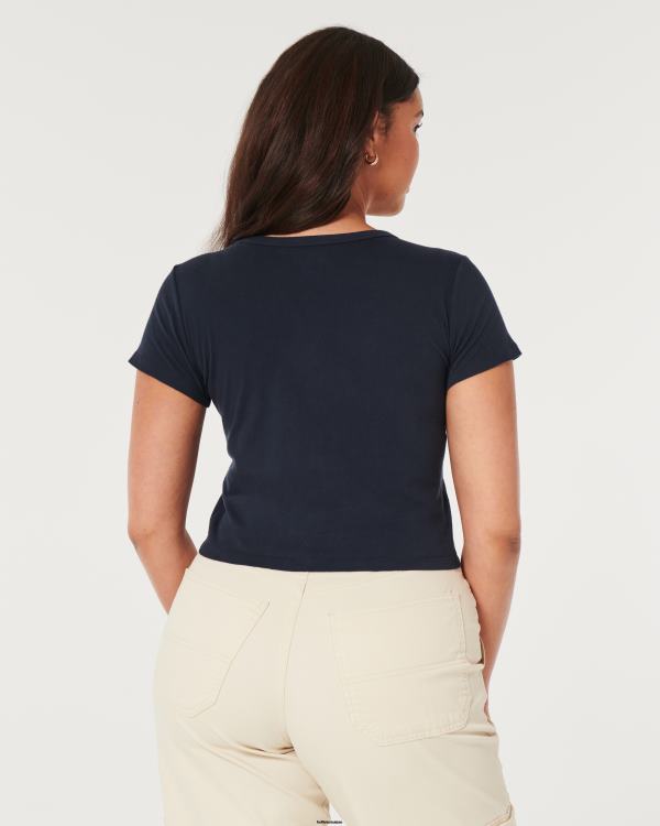 t-shirt décontracté à imprimé san diego pour bébé femmes bleu marine Hollister hauts RRRJX118