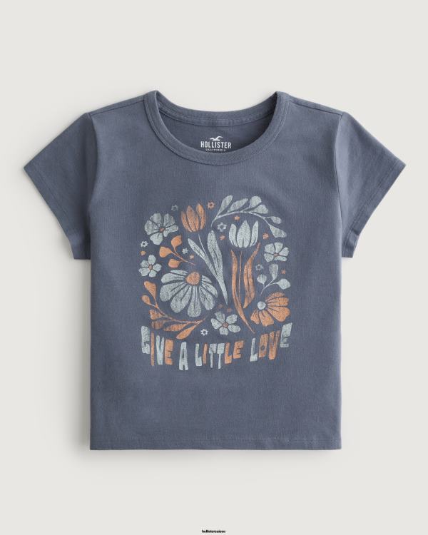 t-shirt graphique décontracté Give a Little Love pour bébé femmes marine Hollister hauts RRRJX318