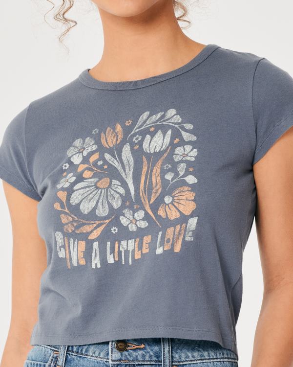 t-shirt graphique décontracté Give a Little Love pour bébé femmes marine Hollister hauts RRRJX318