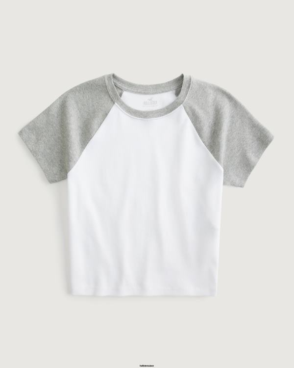 t-shirt à manches raglan femmes blanc-gris chiné Hollister hauts RRRJX48
