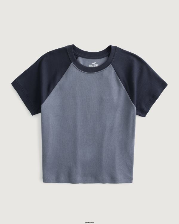 t-shirt à manches raglan femmes bleu Hollister hauts RRRJX9