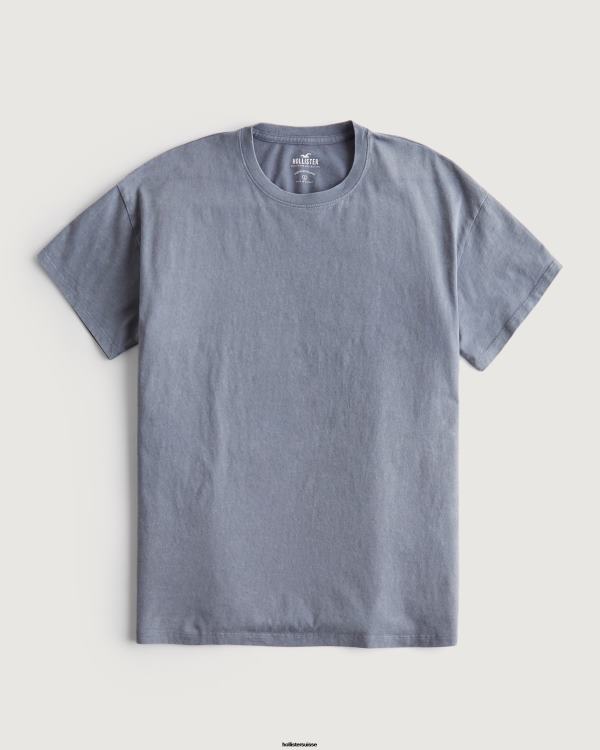 t-shirt ras du cou oversize femmes bleu Hollister hauts RRRJX63