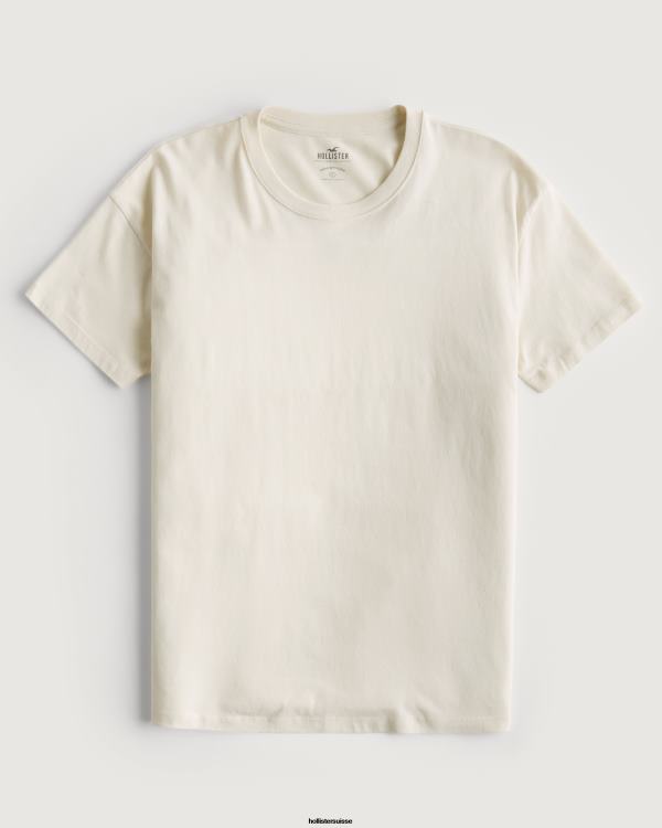 t-shirt ras du cou oversize femmes crème Hollister hauts RRRJX113