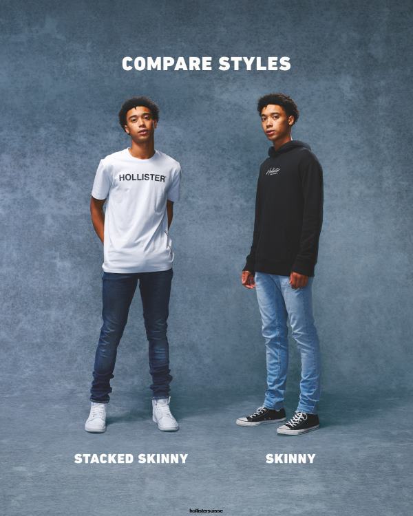 jean skinny empilé délavé clair Hommes lavage léger Hollister bas RRRJX1252