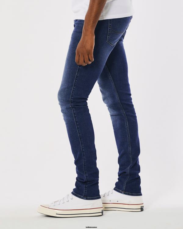 jean skinny empilé délavé foncé Hommes lavage foncé brillant Hollister bas RRRJX1248