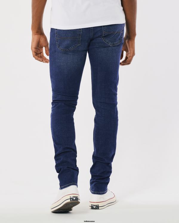 jean skinny empilé délavé foncé Hommes lavage foncé brillant Hollister bas RRRJX1248