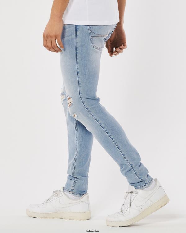 jean super skinny déchiré délavé clair Hommes lavage léger déchiré Hollister bas RRRJX1359