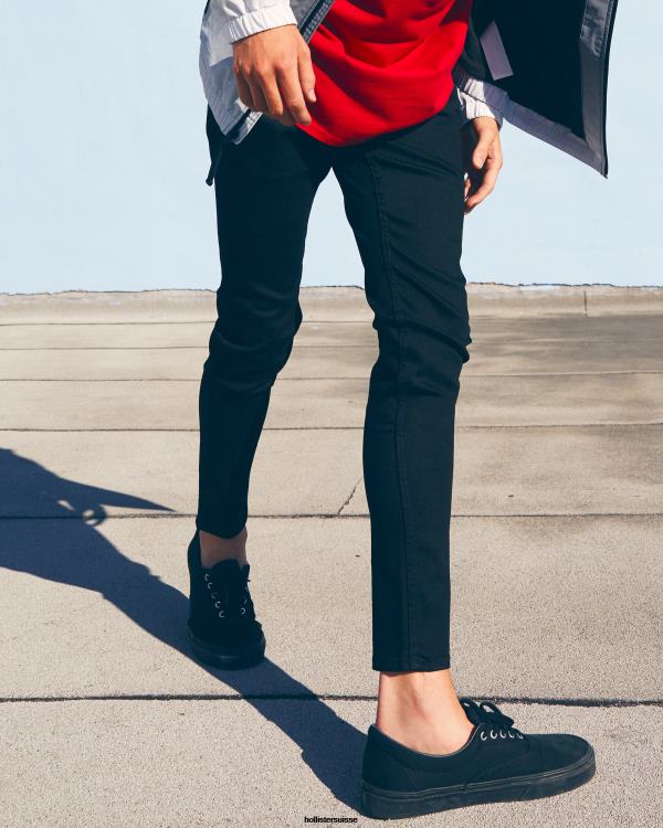 jean super skinny noir non délavé Hommes pas de fondu noir Hollister bas RRRJX1180